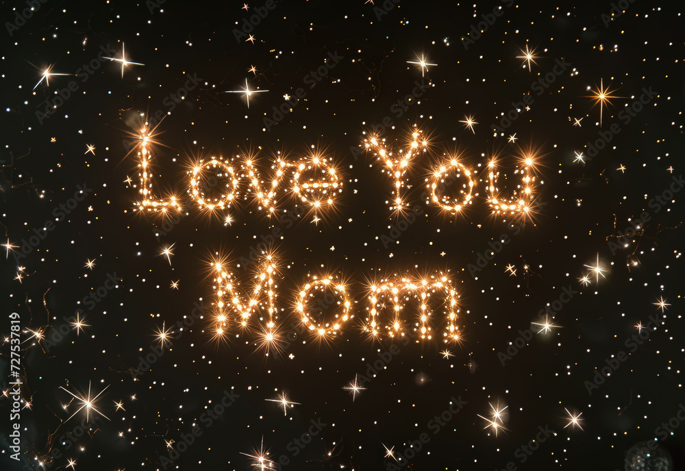 Glowing stars in the text shape of Glowing stars in the text shape of