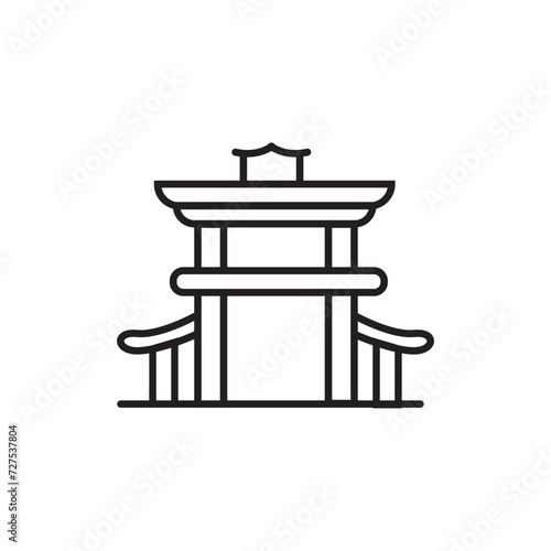 Chinese gate line icon, traditional or traditional Chinese icon. vector eps 10