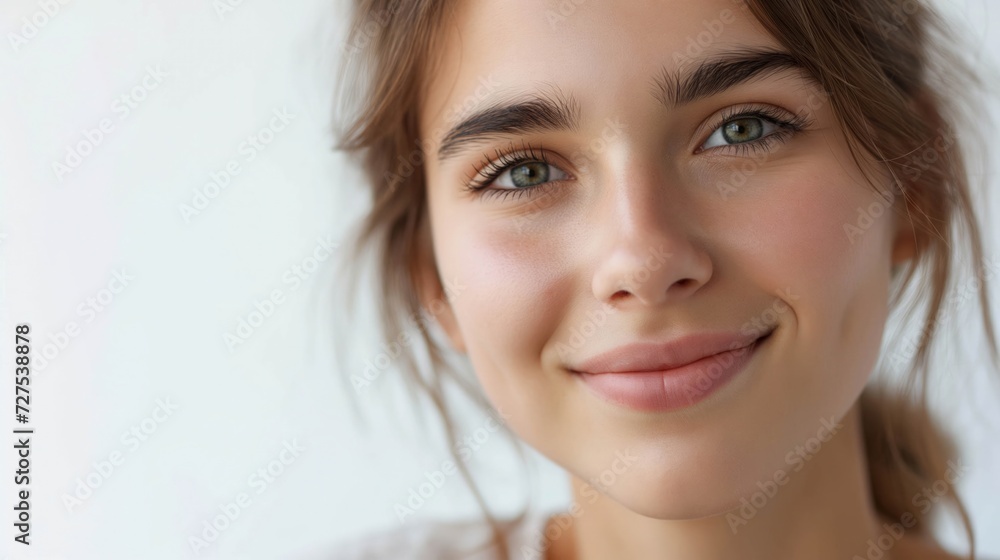 Attractive and smart young lady wears a lovely smile while her mind sparks Attractive and smart young lady wears a lovely smile while her mind sparks