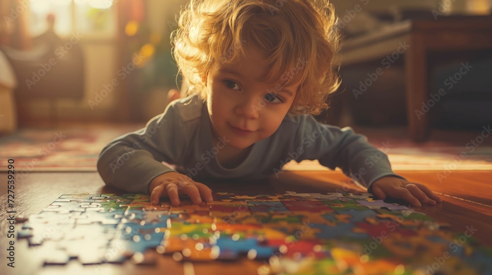 a child playing with a puzzle a child playing with a puzzle