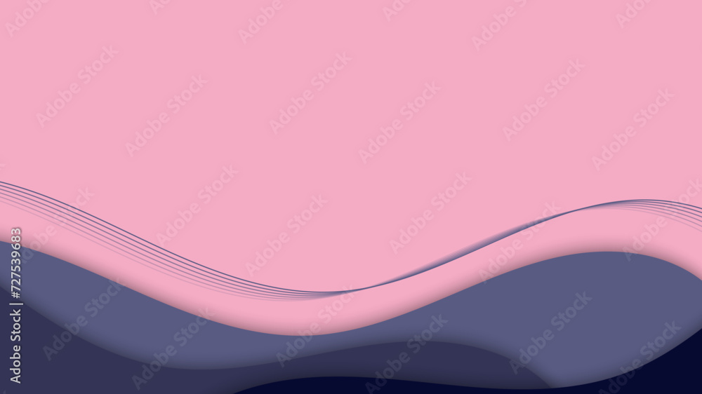 Abstract fluid shape colors and line on pink background.