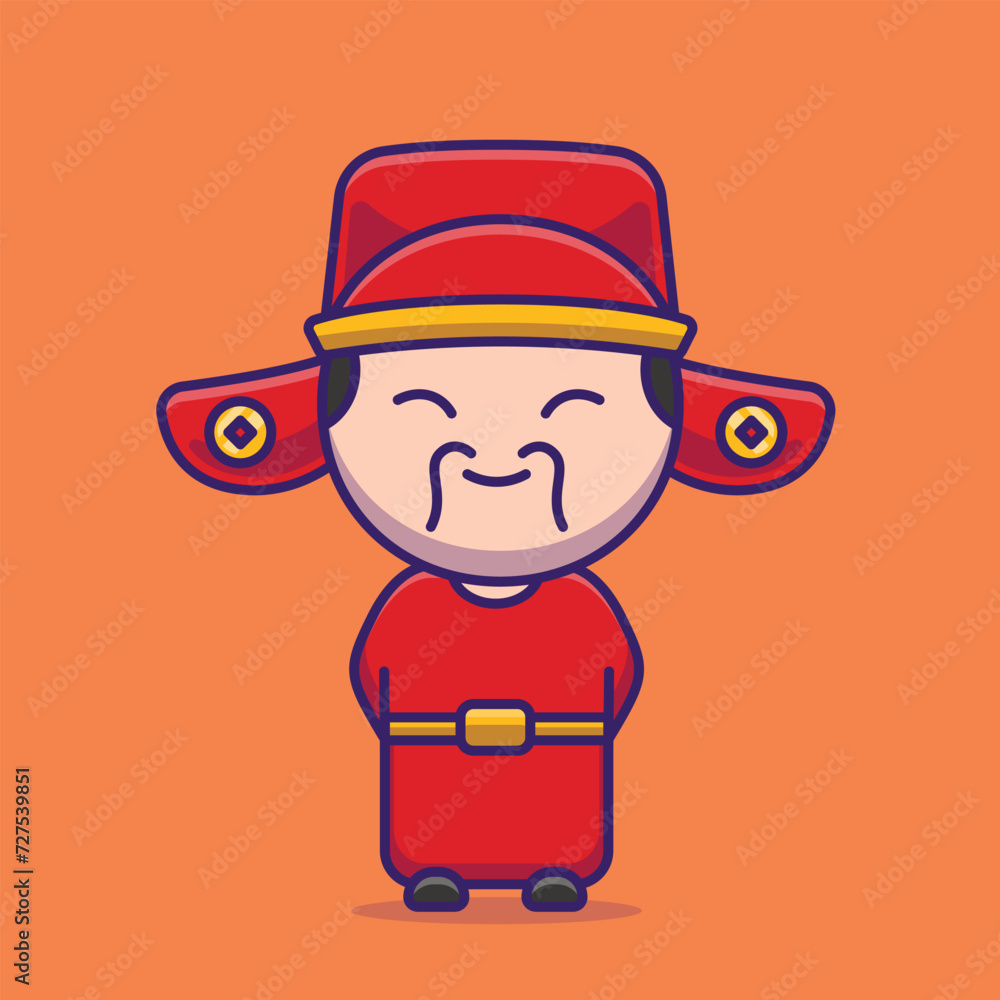Cute chinese fortune greeting chinese new year cartoon vector illustration chinese lunar new year concept icon isolated