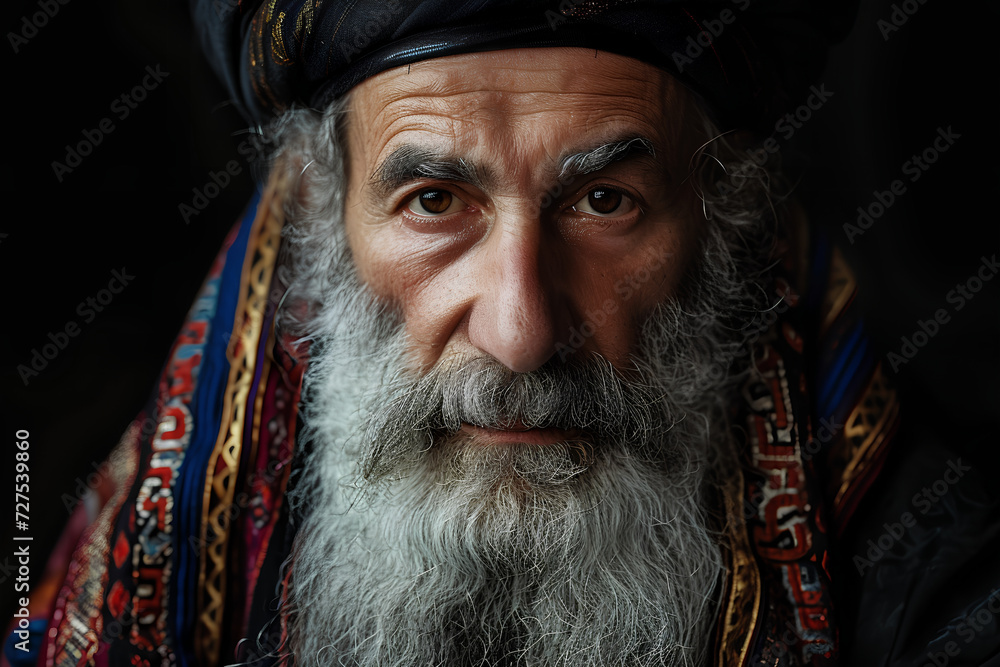 portrait of a Jewish man in traditional dress. Studio shot portrait of a Jewish man in traditional dress. Studio shot