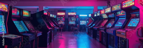 Arcade video gaming machines inside an arcade business