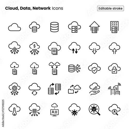 Cloud, Data, Network Icon Set	
