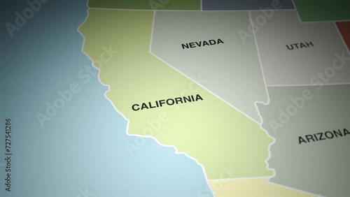 USA map turn on state of California