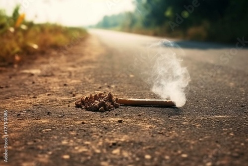 Summer road with tobacco smoking. Generative AI