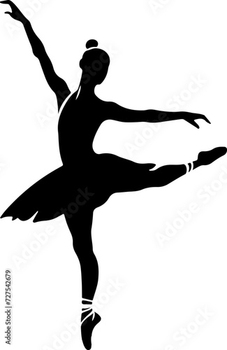 silhouette vector illustrations of ballerina dancing ballet isolated on transparent background