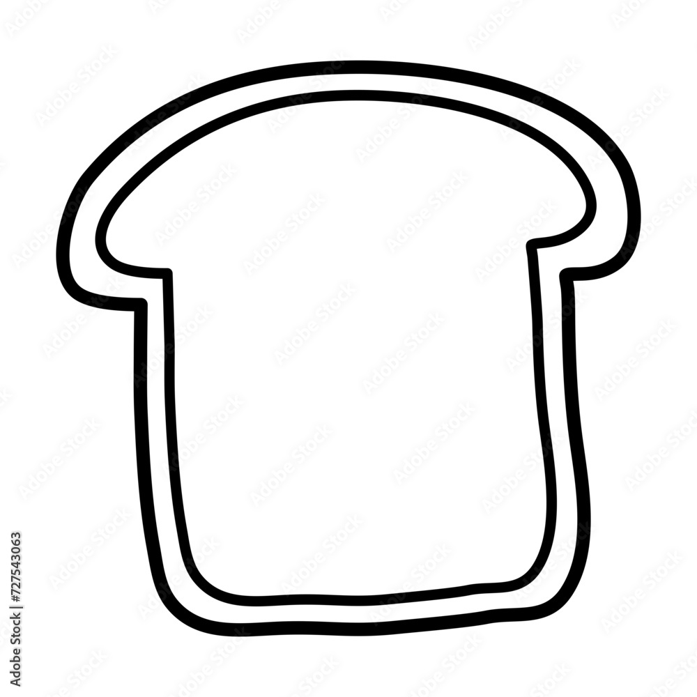 Bread slice outline icon. Cute and simple Bread slice icon with hand draw style.