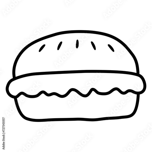 Bread bun outline icon. Cute and simple Bread bun icon with hand draw style. (ID: 727543057)
