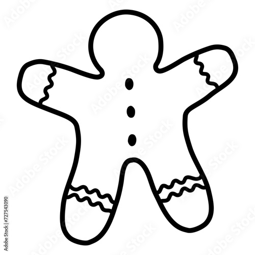 Ginger bread outline icon. Cute and simple Ginger bread icon with hand draw style. (ID: 727543090)