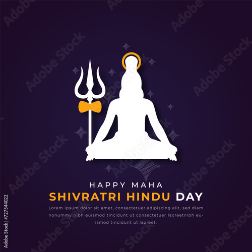 Happy Maha Shivratri Hindu Day Paper cut style Vector Design Illustration for Background, Poster, Banner, Advertising, Greeting Card