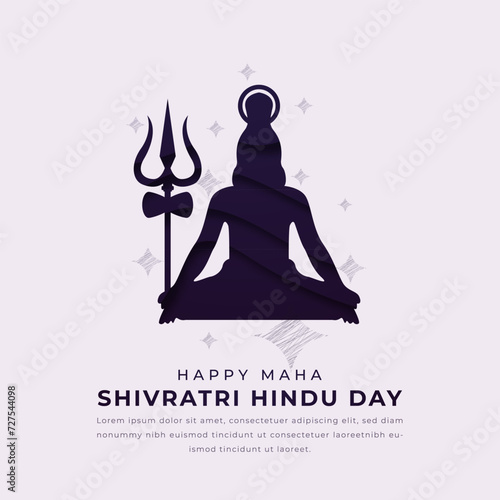 Happy Maha Shivratri Hindu Day Paper cut style Vector Design Illustration for Background, Poster, Banner, Advertising, Greeting Card photo
