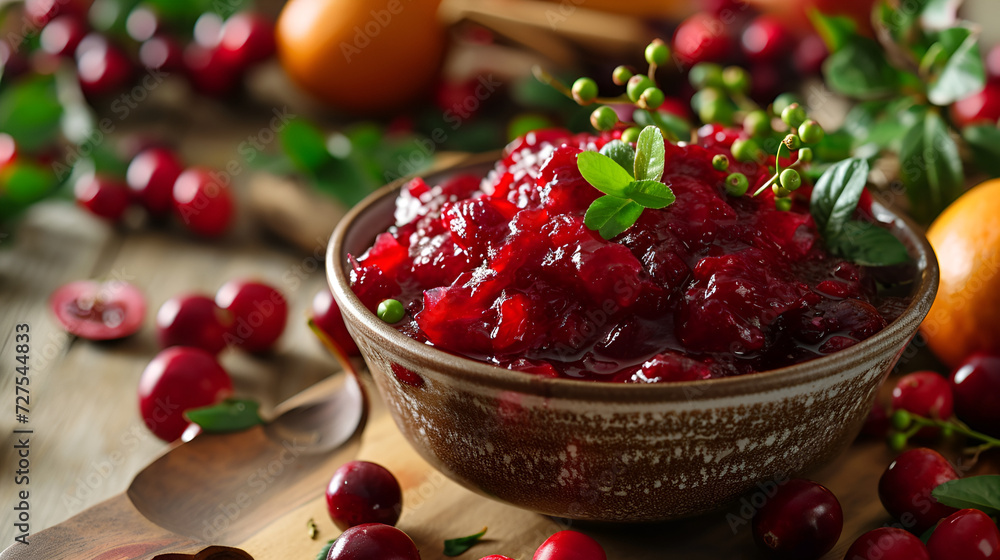 cranberry sauce closeup on black background with Copy space cranberry sauce closeup on black background with Copy space