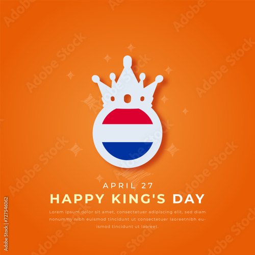 Happy King's Day Paper cut style Vector Design Illustration for Background, Poster, Banner, Advertising, Greeting Card