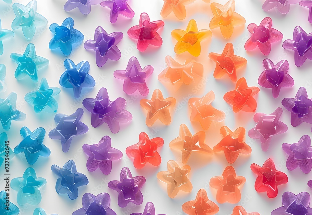 Naklejka premium Joyful Jelly Stars - Colorful Gummy Delights on a Whimsical White Background