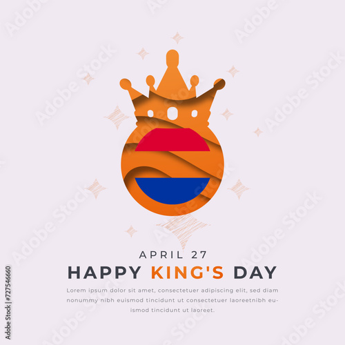 Happy King's Day Paper cut style Vector Design Illustration for Background, Poster, Banner, Advertising, Greeting Card