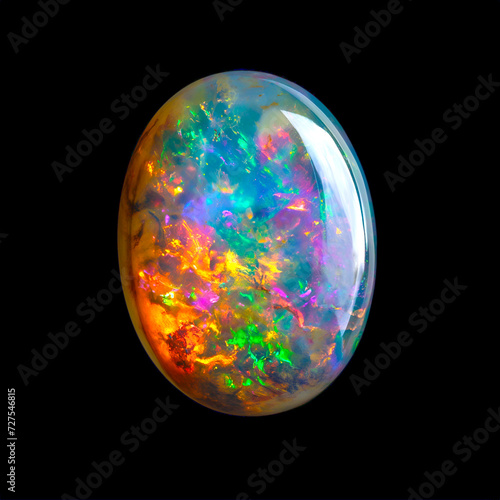triplet opal cabochon isolated on black photo