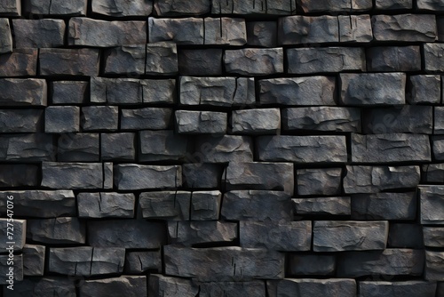 Background of black stone wall texture, Close up of stone wall