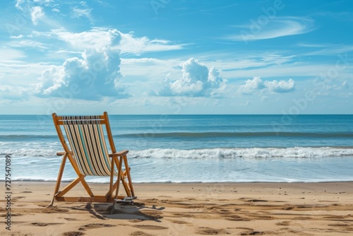 Empty beach chair by the sea. © InfiniteStudio