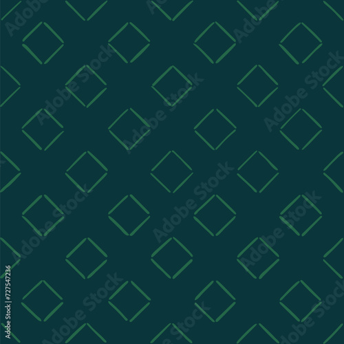 green hand drawn squares. blue geometric repetitive background. vector seamless pattern. folk decorative art. wrapping paper. textile fabric swatch