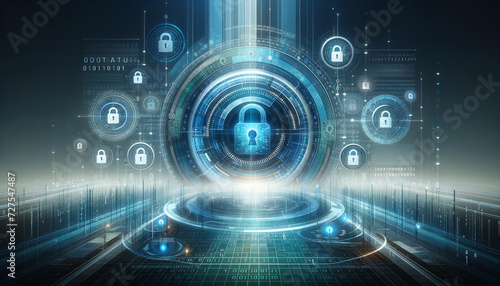 Futuristic Data Privacy: Secure Network Icons on Digital Interface