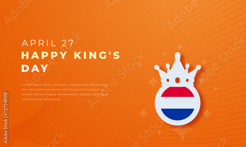 Happy King's Day Paper cut style Vector Design Illustration for Background, Poster, Banner, Advertising, Greeting Card