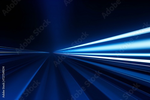 Abstract speed motion in the tunnel with blue light and copy space