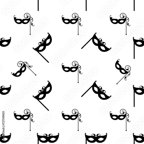 Carnival, Masquerade Mask Icon Seamless Pattern