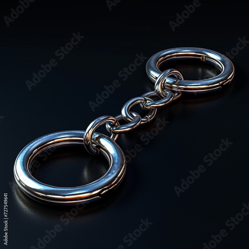 A chrome keychain mock up with chain links and dark background. photo