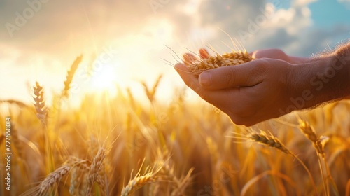 Sunset Over Golden Wheat Field