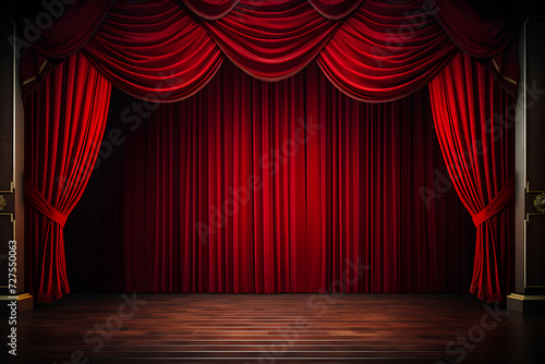 Red theater curtain, curtains, generated ai