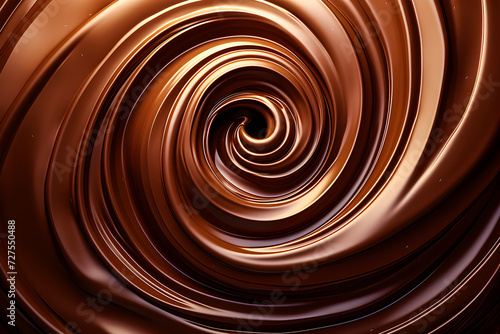 Close-up chocolate mixture, swirled chocolate spread, generated ai