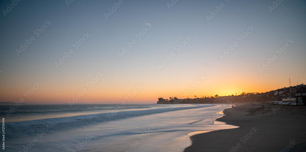 ledbetter beach, santa barbara, long exposure, waves, sunset, colorful, coastal beauty