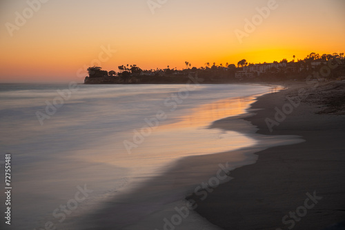 ledbetter beach, santa barbara, long exposure, waves, sunset, colorful, coastal beauty photo