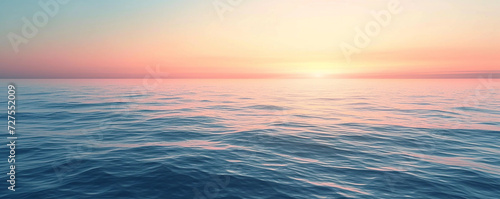 Background image of a light to dark gradient of a view of a beach  sea  light orange sky  and setting sun. 