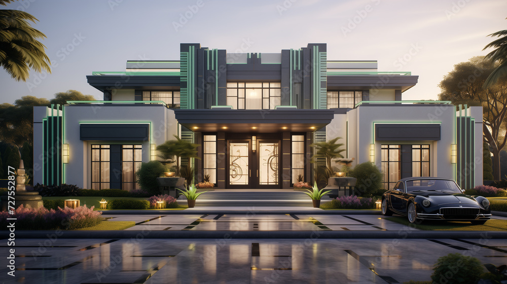 luxury home exterior design art deco architecture style. modern house ...