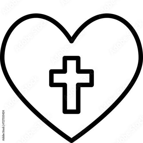 christian heart outline icon