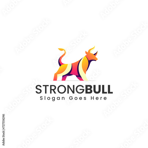 Vector Logo Illustration Strong Bull Gradient Colorful Style