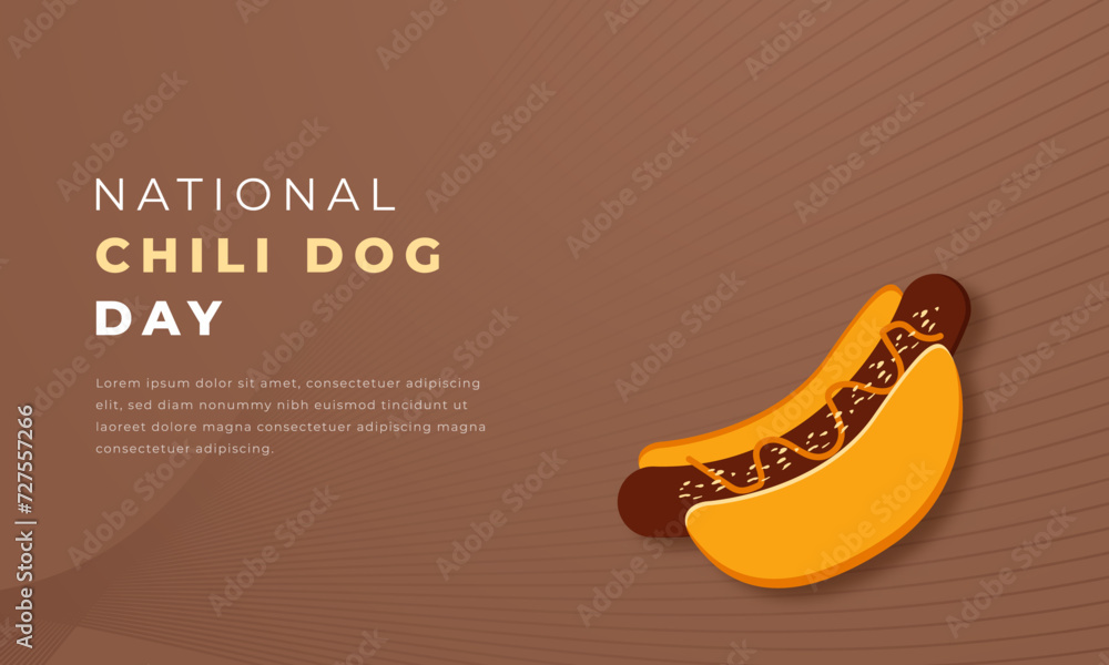 Fototapeta premium National Chili Dog Day Paper cut style Vector Design Illustration for Background, Poster, Banner, Advertising, Greeting Card