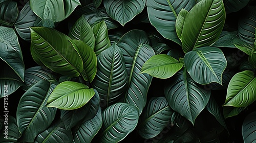 Full Frame of Green Leaves Pattern Background,