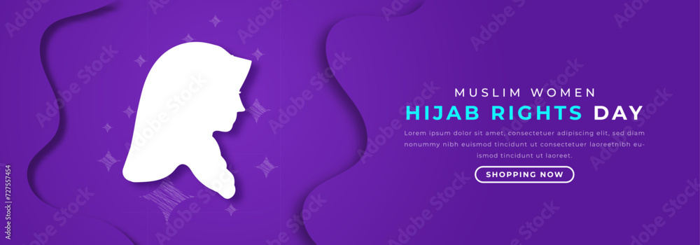 Hijab Rights Day Paper cut style Vector Design Illustration for Background, Poster, Banner, Advertising, Greeting Card