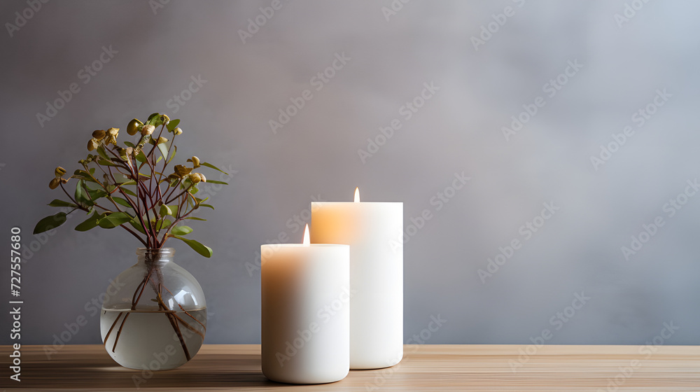 White candle on a white background. White candle on a white background.