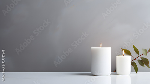 White candle on a white background.