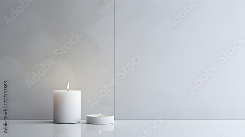 White candle on a white background.