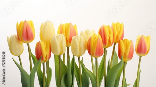 Vibrant tulips on a white background