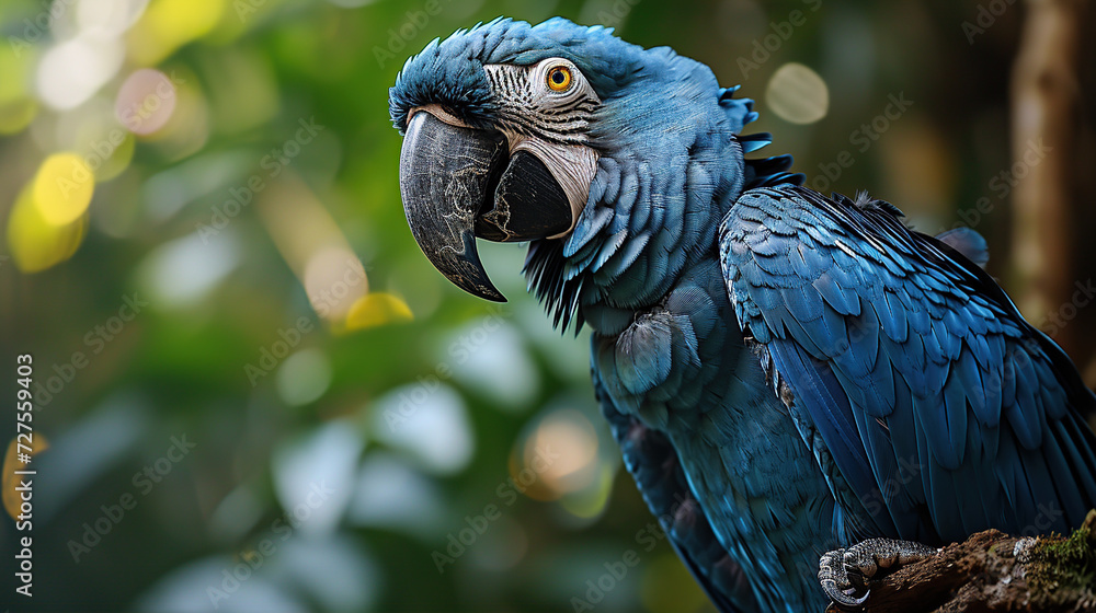Hyacinth Macaws are the largest species in the world. Found in Pantanal, Brazil.