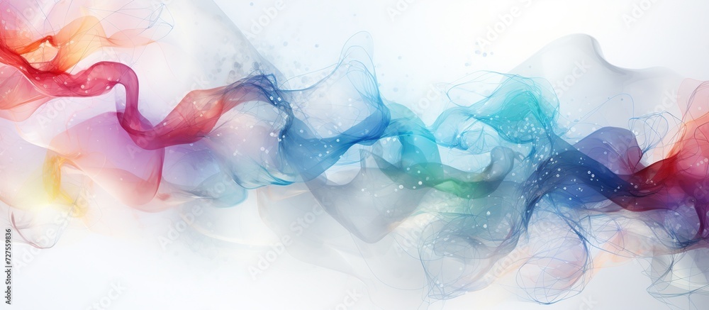 Smoke abstract colorful flowing wave lines isolated on white background