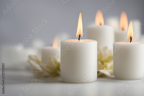 white lit candles on the table