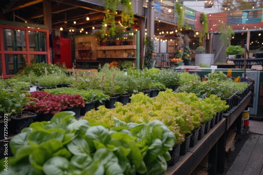 Fototapeta premium Organic hydroponic fram. Fresh vegetables hydroponic farm organic Fram